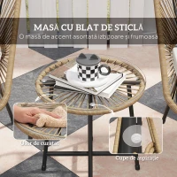 Outsunny Set de Grădină 3 Piese din Ratan PE și Oțel cu 2 Scaune cu Perne și Masă Rotundă, Multicolor(m-7)