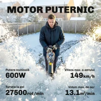 Outsunny Suflător cu Baterie 18V, Suflător de Frunze cu 2 Baterii 4Ah, Motor Brushless 600W, 3 Trepte Viteză 149 km/h, Turbo Boost, 2 Țevi, Încărcător, pentru Grădină Frunze Zăpadă Praful(m-4)