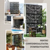 Outsunny Paravan de Exterior din Oțel cu Model de Salcie și 2 Picioare, 122x45x198 cm, Negru(m-6)