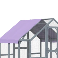 PawHut Kippenhok met weerbestendig doek 2 nestkasten 2 zitstokken voor 8-10 kippen hout 211 x 186,5 x 185,5 cm Donkergrijs(m-12)