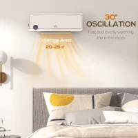 HOMCOM Wall Downflow Heater 2 Heat and Fan 1000W/2000W, Electric Space Heater with Timer Remote Oscillating, for Bedroom Home Office, White(m-8)