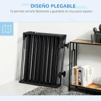 PawHut Parque para Perros 8 Vallas 60x76 cm Corral Plegable para Cachorros con Puerta y Doble Cerradura Paneles Metálicos de Bricolaje para Pasillos Escaleras Negro(m-6)