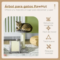 PawHut Árbol Rascador para Gatos Pequeños Altura 46 cm con Poste Tablero para Rascar Plataformas y Bola 35,5x37x46 cm Gris(m-4)
