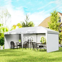 Outsunny Carpa Plegable 6x3 m Pop-up con 4 Laterales Desmontables Cenador de Jardín con 2 Ventanas y Bolsa de Transporte Blanco(m-10)
