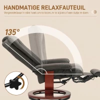 HOMCOM Draaibare Relaxfauteuil met Ligfunctie, tot 150 kg, Kunstleer, Bruin(m-4)