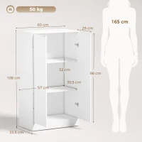HOMCOM Büroschrank mit 3 Einlegeböden und Türen, 60x33.5x108 cm, Weiß(m-3)