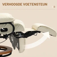 HOMCOM Relaxstoel met Ligfunctie, Draaibaar, tot 150 kg, Kunstleerbekleding, Stalen Frame, Crèmewit(m-5)