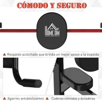 HOMCOM Estación Dip Torre de Dominadas para Hogar Oficina Gimnasio Altura Ajustable con 6 Orificios Tubo de Acero Soporta hasta 120 kg 94x80,5x180-230 cm Negro(m-7)