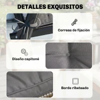 Outsunny Conjunto de Cojines para Sillas de Comedor y Jardín Impermeable con 2 Amarres de Fijación 42x42x5 cm Gris Oscuro(m-6)