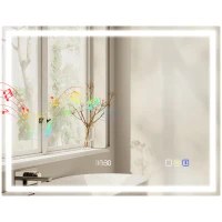 HOMCOM Miroir salle de bain LED bluetooth 90 x 70 cm interrupteur tactile lumière réglable 3 couleurs anti-buée mémoire argent(m-18)