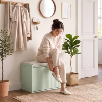 HOMCOM Banco zapatero con asiento acolchado y cajón abatible para pasillo, dormitorio, 62 x 26 x 47,5 cm, verde(m-4)