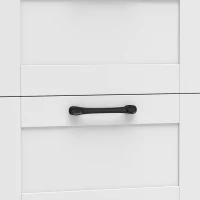 HOMCOM Sideboard Cabinet with Power Outlet, Farmhouse Kitchen Cabinet with 3 Drawers and Open Shelf, White(m-11)