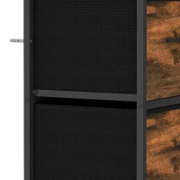 HOMCOM Commode, meuble de rangement avec 5 tiroirs en tissu pliables, plateau et cadre en acier, 98 x 29 x 63 cm, brun rustique(m-13)