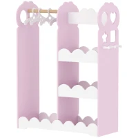 AIYAPLAY Kids Wardrobe, Children Dress Up Storage with Mirror, Clothes Rail, Shelves, Hangers for Girls Boys Bedroom Nursery Pink(m-15)