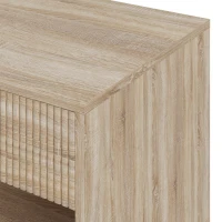 HOMCOM Bedside Table with Drawer and Open Compartment, Nightstand with Handle for Bedroom, Living Room, Natural Wood Finish(m-11)