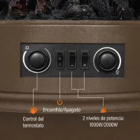 HOMCOM Chimenea Eléctrica 1000/2000 W con Efecto Llama 3 Vistas Termostato y Brillo Regulable Marrón(m-5)