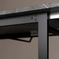 HOMCOM Uitschuifbare eettafel 140-180 cm voor 6-8 personen, rechthoekig, industrieel design met stalen frame, zwart(m-13)