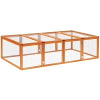 PawHut Hasenstall Kaninchenstall aus Holz Winterfest Kaninchenkäfig mit aufklappbar Dach 181x100x48 cm Kleintierstall Hasenkäfig für Kleintiere Kaninchen Meerschweinchen Indoor Outdoor Natur(m-12)