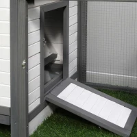 PawHut Kippenhok met ren kippenhuis kippenhok legnest massief houten stok(m-8)