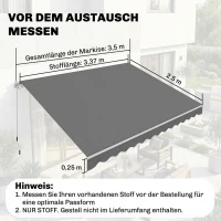 Outsunny Ersatzstoff für Markise – Sonnenschutzdach UPF 50+ für 3,5 x 2,5 m Markise Rahmen, Dunkelgrau(m-3)
