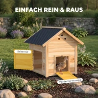 PawHut Entenhaus Entenstall Kleintierstall, wetterbeständig, 2 Eingänge, 2 Rampen, 78 x 90 x 92 cm, 'Natur + Schwarz(m-5)
