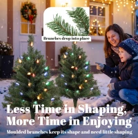 HOMCOM 60 cm Prelit Christmas Tree, 2 Packs Artificial Christmas Trees with 60 Colourful LED Lights, 130 Tips, Green(m-6)