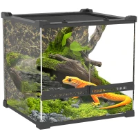 PawHut Glas-Terrarium für Reptilien, erhöhter & wasserdichter Boden, Knopfschloss(m-12)