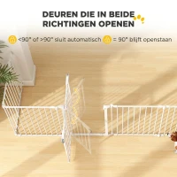 PawHut Dierenhek, 6-panel barrière met deur, opvouwbaar, voor kleine & middelgrote honden, kunststof, koolstofstaal, wit(m-7)