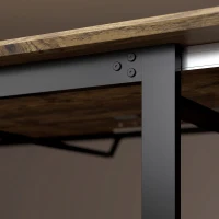 HOMCOM Uitschuifbare eettafel 140-180 cm voor 6-8 personen, rechthoekig in industrieel design met stalen frame, tijgerhoutlook(m-13)
