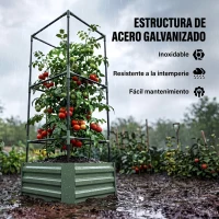 Outsunny Jardinera Exterior Grande con Enrejado y Fondo Abierto para Plantas Trepadoras 61x61x140 cm Verde(m-6)