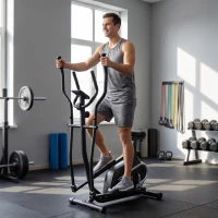 HOMCOM Bicicleta Elíptica con Resistencia Magnética Ajustable de 8 Niveles Bicicleta de Fitness con Sillín Regulable Pantalla LCD Pulsómetro y Soporte para Móvil para Casa Gimnasia 103x62x151 cm Negro(m-10)