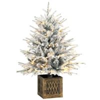 HOMCOM Tisch-Weihnachtsbaum 90 cm, vorbeleuchtet, beschneit, künstlich, 70 warmweiße LEDs, 488 Spitzen, Grün(m-12)