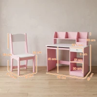 ZONEKIZ Bancă Școlară pentru Copii cu Scaun, din Lemn, Roz(m-3)