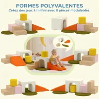 AIYAPLAY Parcours motricité bébé 8PCS, module motricité Bébé en mousse avec housse en velours lavable 51 x 40 x 40 cm multicolore(m-4)