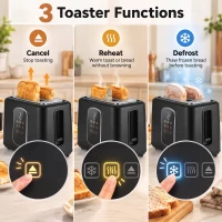 HOMCOM Kettle and Toaster Set with LED Touch Screen, Kettle with Strix Thermostat, 2 Slice Toaster w/ 6 Browning Levels, Black(m-7)