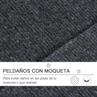 PawHut Escalera de Madera para Perros Plegable 2 en 1 Rampa para Mascotas Portátil con 4 Escalones para Acceso al Sofá y Cama Alta 80x47x64 cm Negro y Natural(m-7)