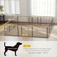 PawHut Huisdieromheining, puppyren, puppyhek, 12 panelen, voor binnen en buiten, grijs(m-3)