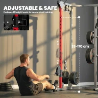 SPORTNOW Power Cage, Power Rack with Adjustable Cable Pulley System, Pull-Up Bar, Dip Station, Landmine(m-7)