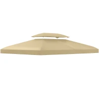 Outsunny Copertura di Ricambio per Gazebo 4x3 m in Poliestere Anti UV con Tetto a 2 Livelli, Crema(m-1)