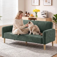 HOMCOM 2 Seater Sofa, Velvet Small Couch with 20cm Thick Padding, Wide and Deep Seat, Dark Green(m-9)