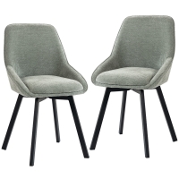 HOMCOM Lot de 2 Chaises de Salle à Manger Pivotantes à 360°, Chaises Cuisine Rembourrée en Chenille, Dossier Incurvé, Vert