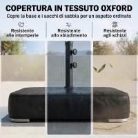 Outsunny Base per Ombrellone Riempibile con Sabbia 80 kg/Sabbia Bagnata 90 kg, per Pali di Ombrelloni da Ø48 mm, Nero(m-7)