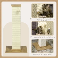 PawHut kattenboom, 80 cm, krabpaal voor katten met speelgoedbal, krabpaal van sisaltouw, krabpaal voor katten met krabplank, kattenmeubel, eiken+crèmewit(m-5)