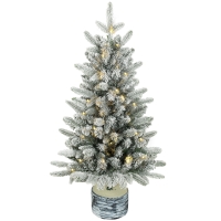 HOMCOM Árbol de Navidad artificial, 90 cm con 50 LED, 240 puntas, nieve artificial, base de óxido de magnesio