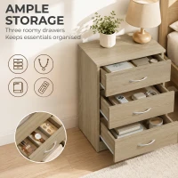 HOMCOM Three-Drawer Simple Bedside Table - Oak(m-4)