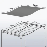 Outsunny Ersatzdach für Pergola Sonnensegel für Terrassenüberdachung Ersatz-Dachplane für 3 x 3 m Pavillon 298x293 cm Dunkelgrau(m-3)