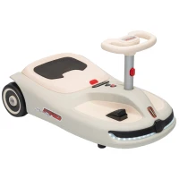 AIYAPLAY 12V Electric Wiggle Car with Pedal, Kids Electric Car with 2 Speeds, Soft Start, Music, Lights for 3-5 Years, White(m-1)