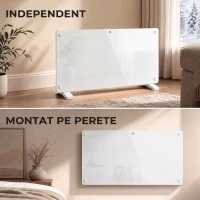 HOMCOM Convector Electric 2000W, Montare pe Perete sau Podea, Compatibil cu Alexa și Google Home, Alb(m-7)