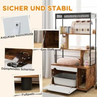 PawHut Kattenbak met 3-Niveau's Opbergrek en Krabpaal, Gesloten Kattenbak, 80 x 48 x 152 cm, Bruin(m-6)