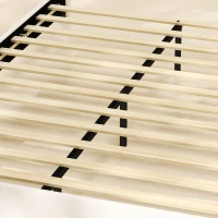 HOMCOM Bedframe 140 x 200 cm met verstelbaar hoofdbord, gestoffeerd bed in linnenlook met 12 multiplex latten - Beige(m-12)